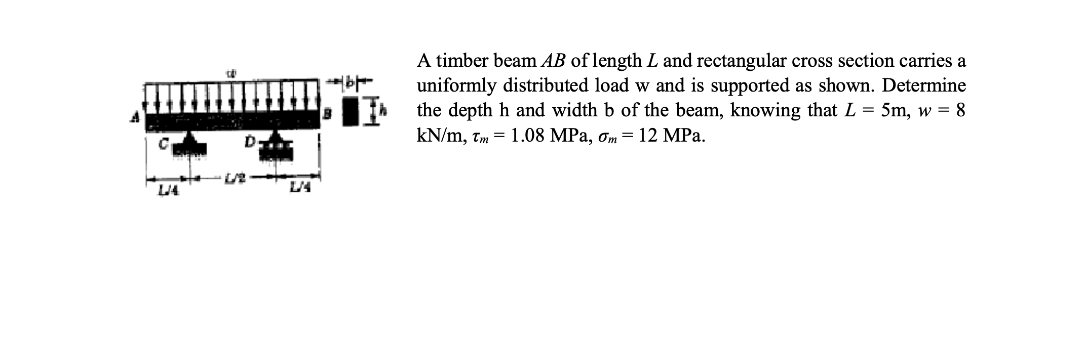 Solved A Timber Beam AB Of Length L And Rectangular Cross | Chegg.com