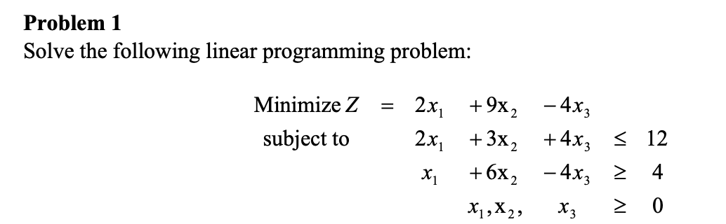 Solved Problem 1 Solve the following linear programming | Chegg.com