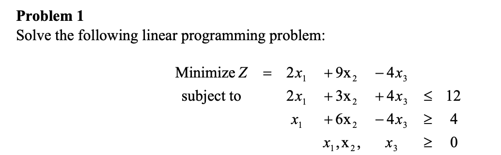 Solved Problem 1 Solve The Following Linear Programming | Chegg.com