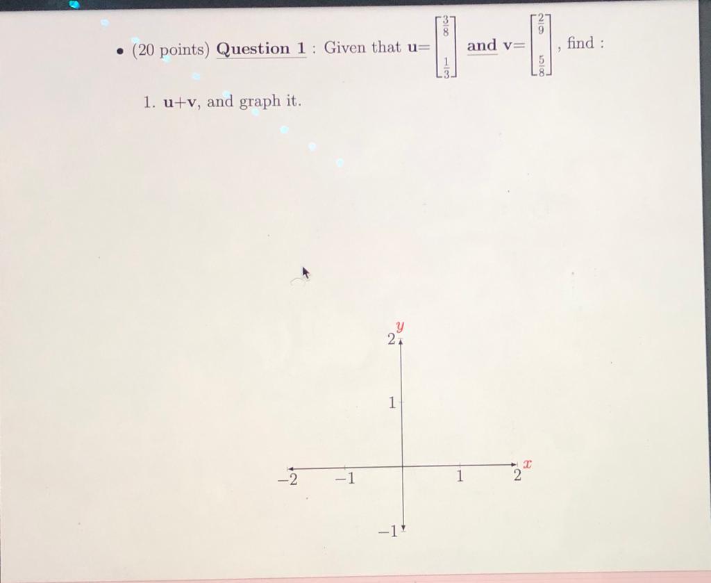 Solved - (20 Points) Question 1 : Given That U=[8331] And | Chegg.com