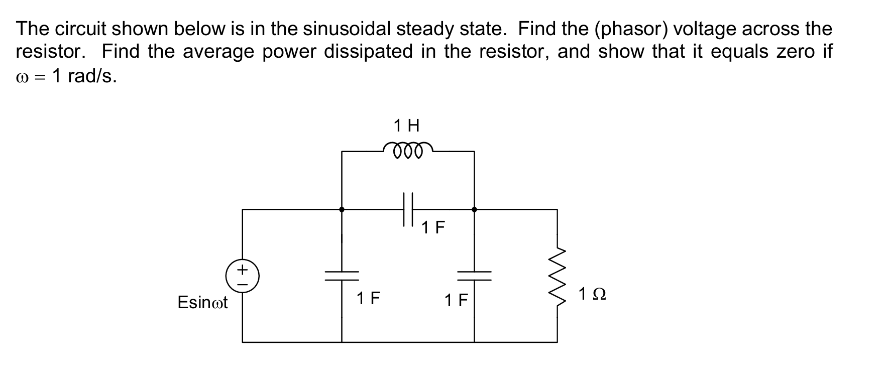 Solved The circuit shown below is in the sinusoidal steady | Chegg.com