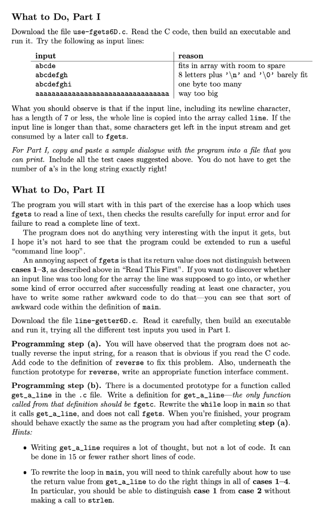 Solved Code for Files fgets and linegetter are given at the | Chegg.com
