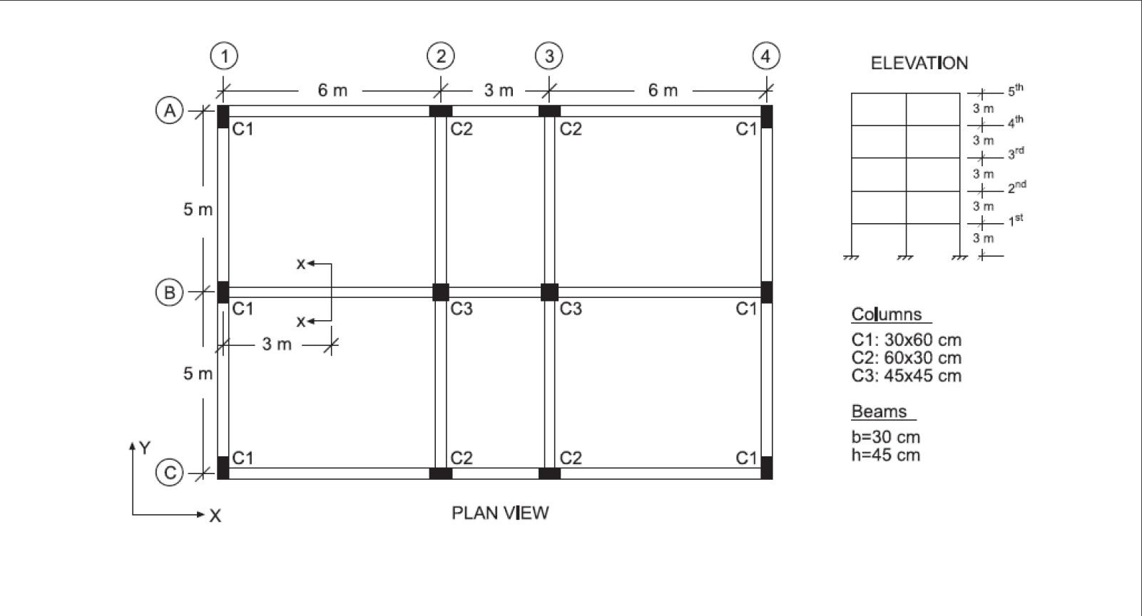 Q1) The plan of a 5 -storey reinforced concrete | Chegg.com