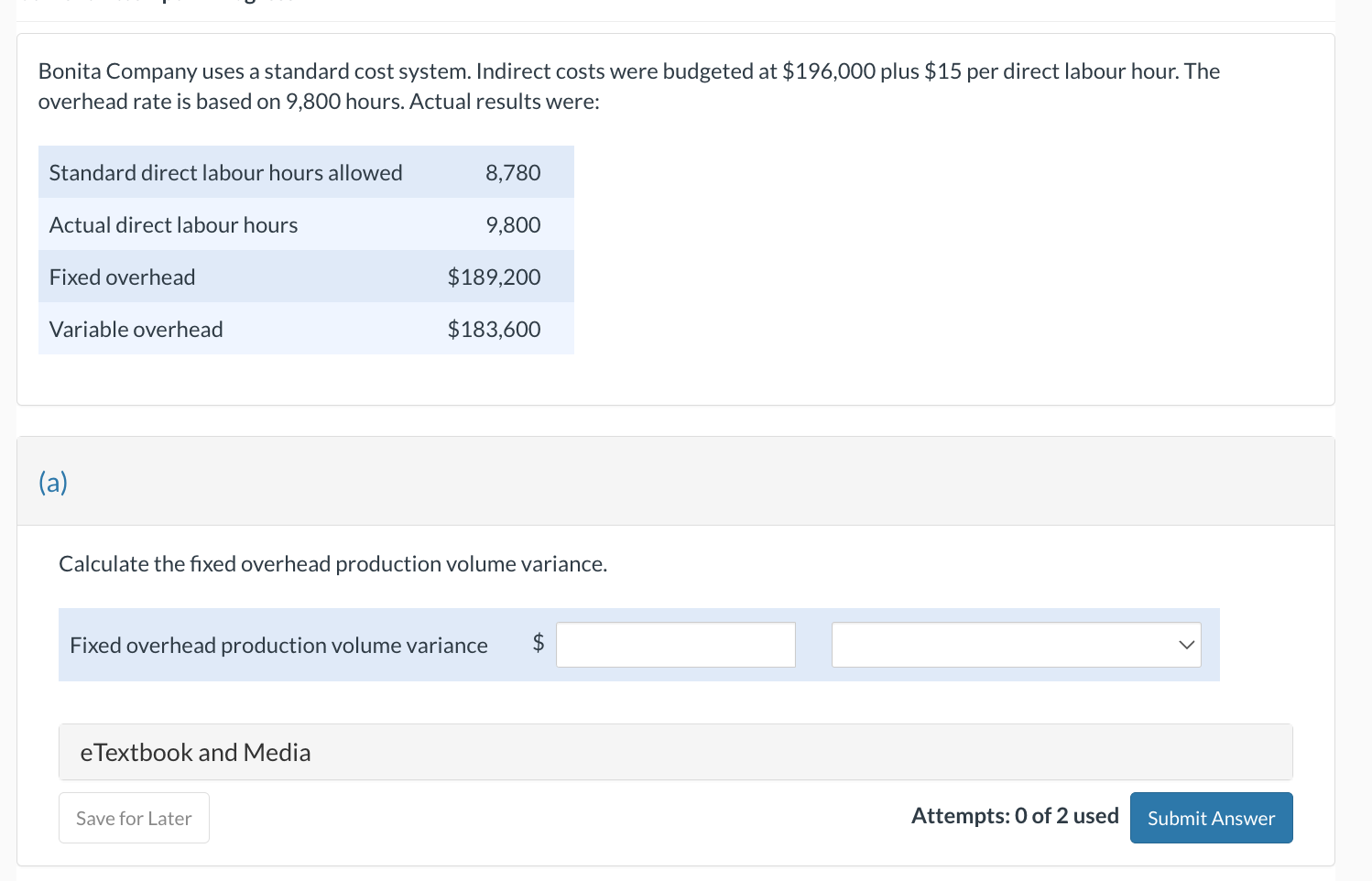 Solved Bonita Company uses a standard cost system. Indirect