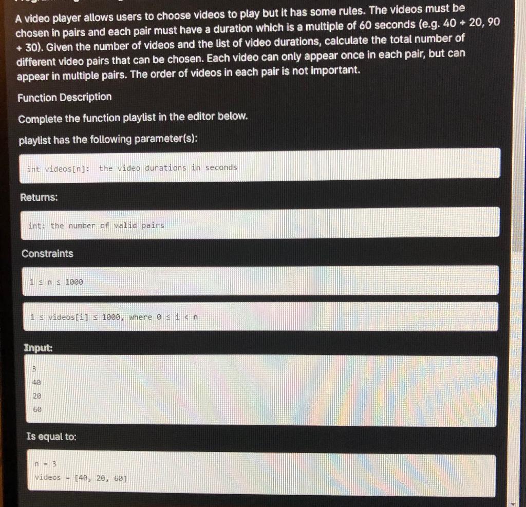 Solved A video player allows users to choose videos to play | Chegg.com