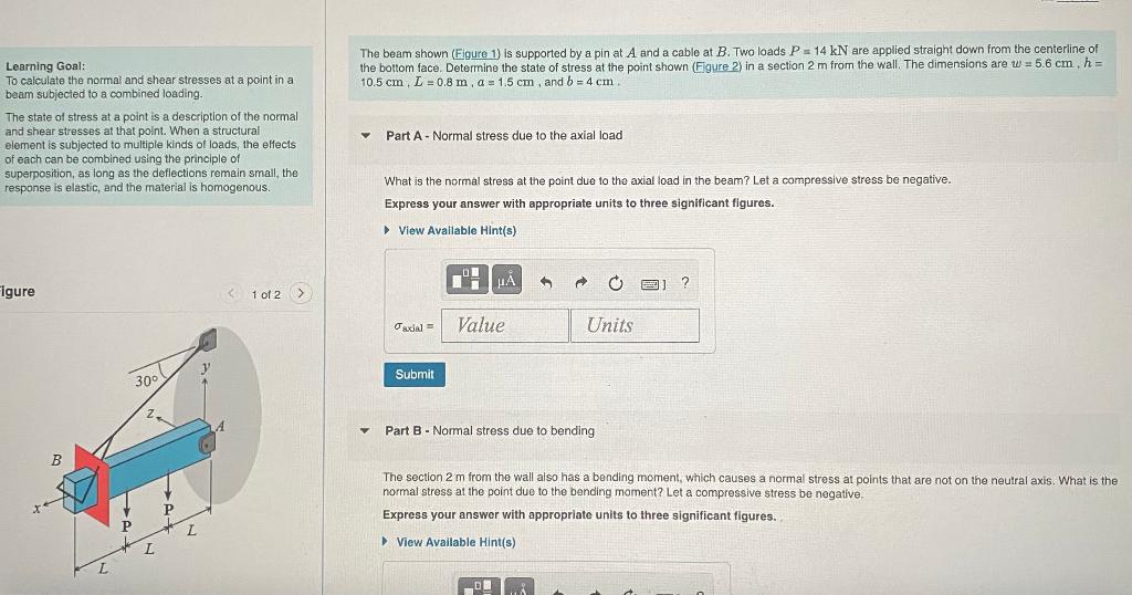 Solved The beam shown (Figure 1) is supported by a pin at A | Chegg.com