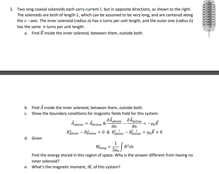 2 Two Long Coaxial Solenoids Each Carry Current I Chegg 