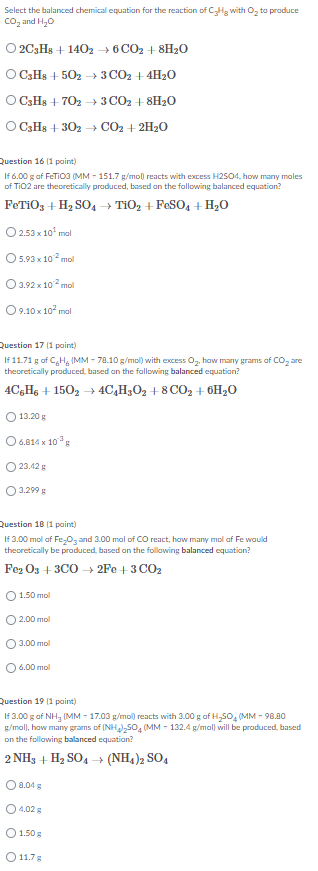 Solved Select the balanced chemical equation for the | Chegg.com