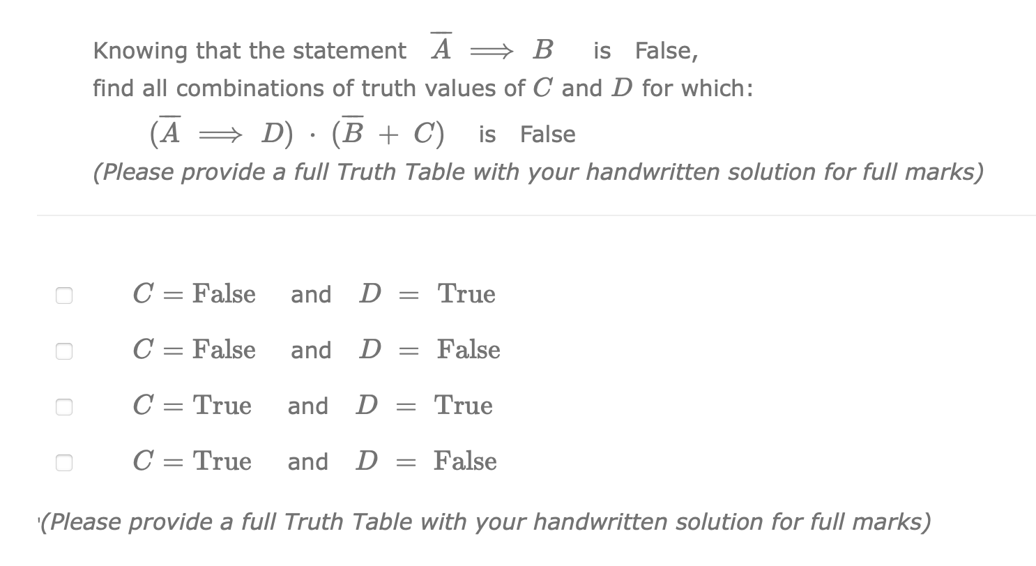 Solved Knowing That The Statement A = B Is False, Find All | Chegg.com