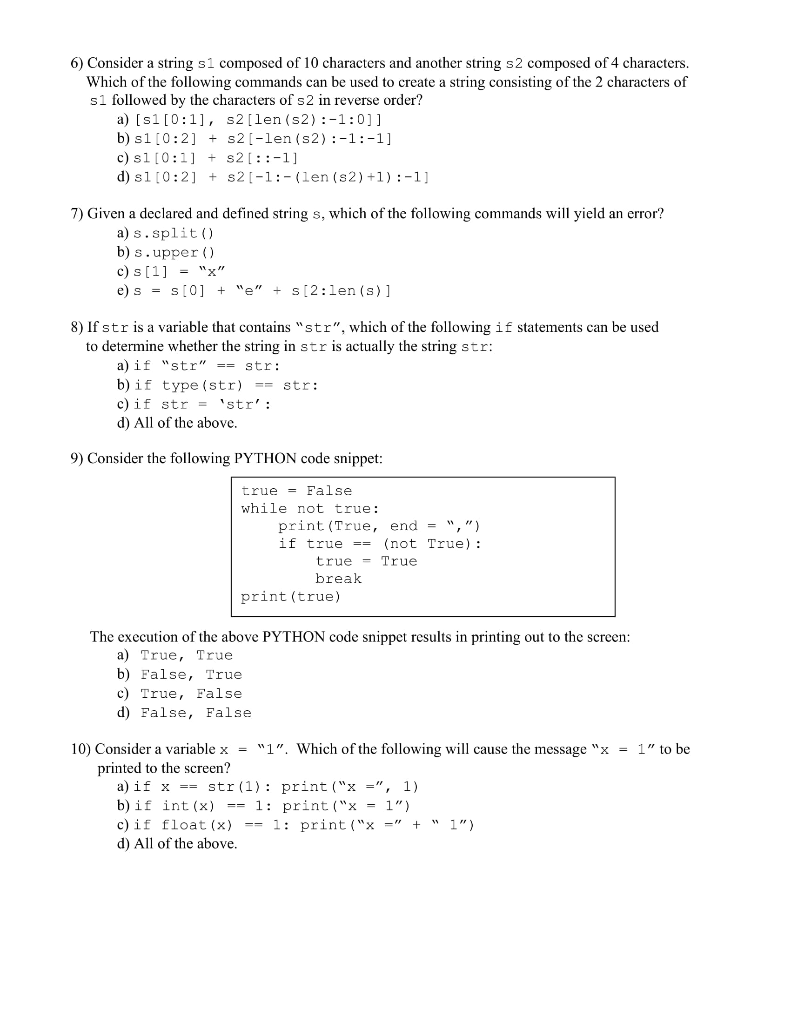 Solved Problem 1: Multiple Choice Questions (40 Points) For | Chegg.com