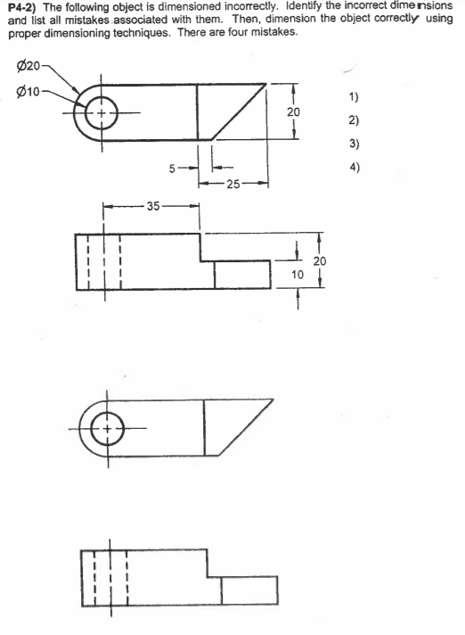 Solved P4-2) The following object is dimensioned | Chegg.com