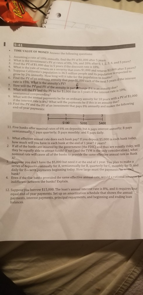 Solved 5-41 TIME VALUE OF MONEY Answer the following | Chegg.com