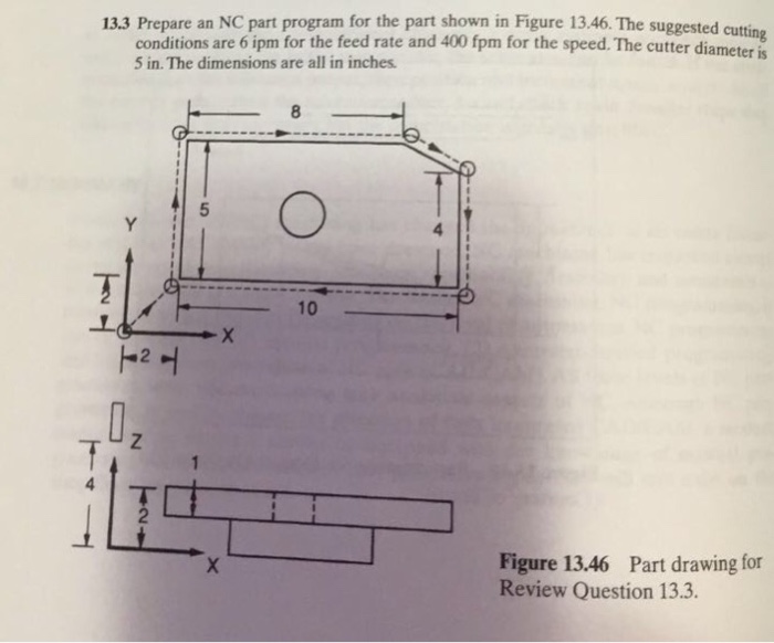 Solved 13.3 Prepare an NC part program for the part shown in | Chegg.com