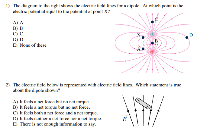 Solved 1) The diagram to the right shows the electric field | Chegg.com