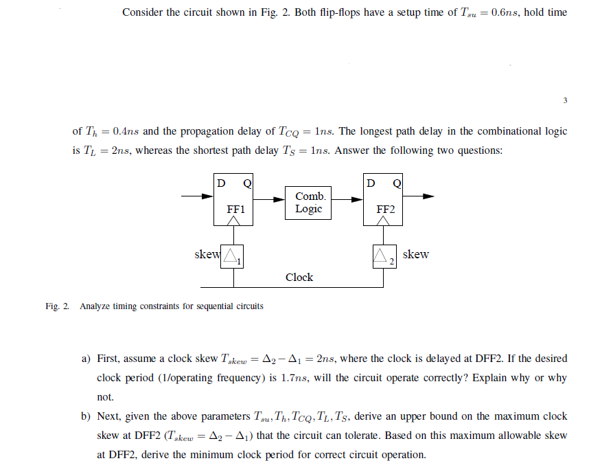 Solved Consider the circuit shown in Fig. 2. Both flipflops
