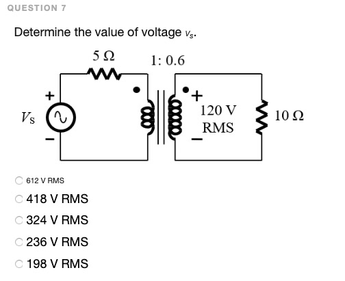 Solved Question 7 Determine The Value Of Voltage Vs 522 Chegg Com