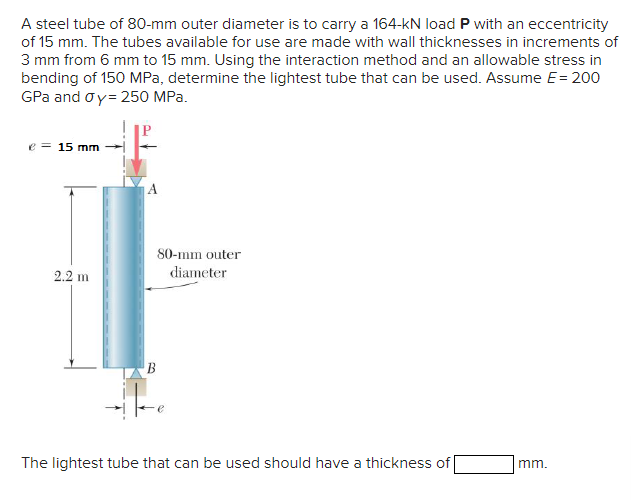 Solved A steel tube of 80-mm ﻿outer diameter is to carry a | Chegg.com