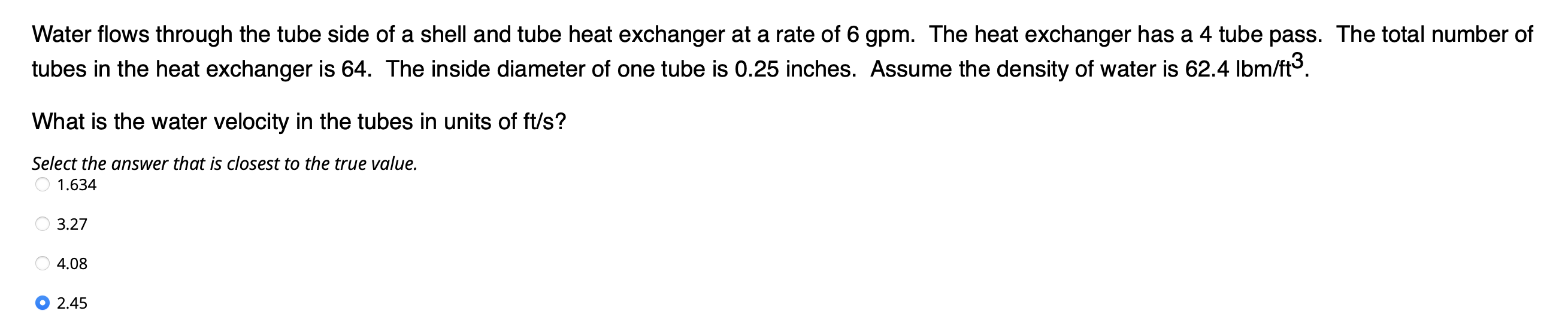 Solved Water flows through the tube side of a shell and tube | Chegg.com