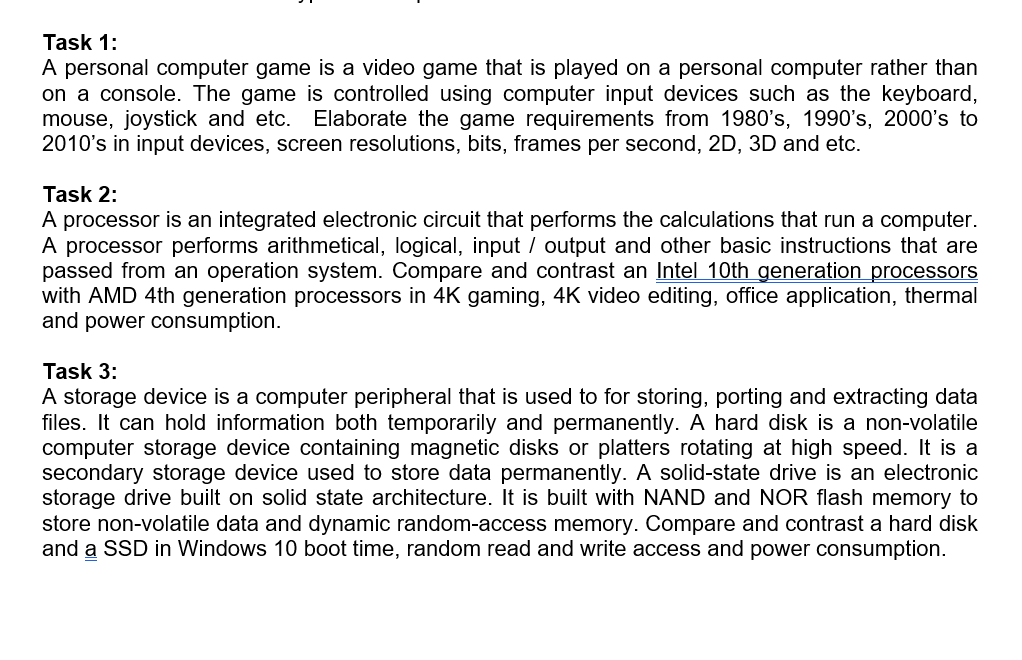 Solved Task 1 A personal computer game is a video game that