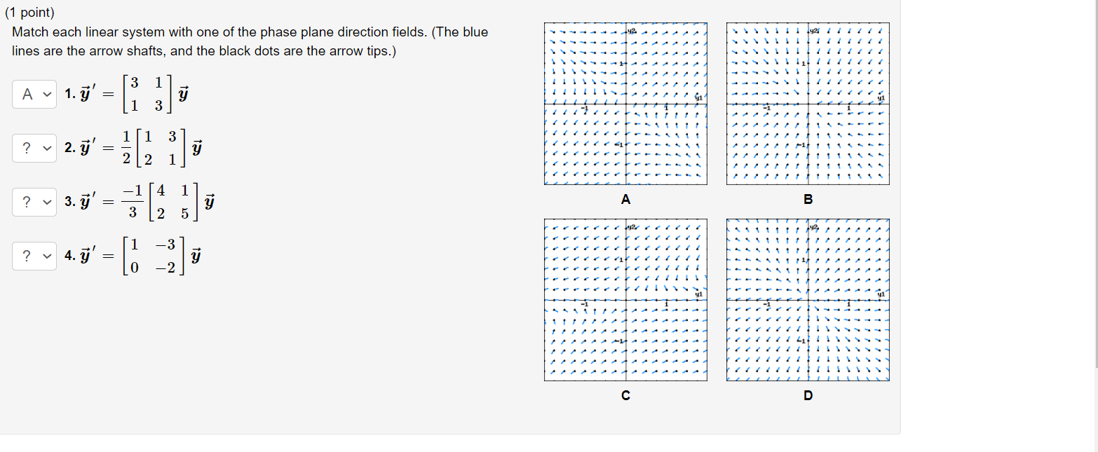 Solved 1 Point Match Each Linear System With One Of The Chegg Com