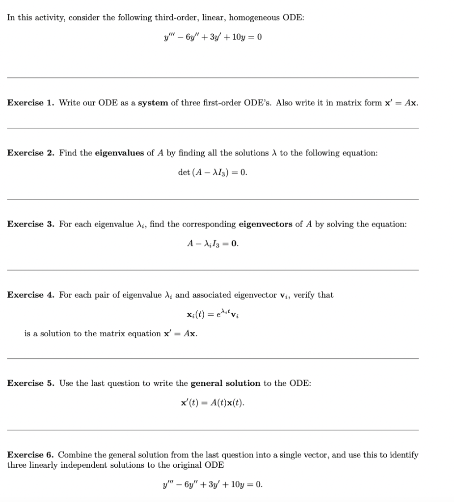 Solved In this activity, consider the following third-order, | Chegg.com