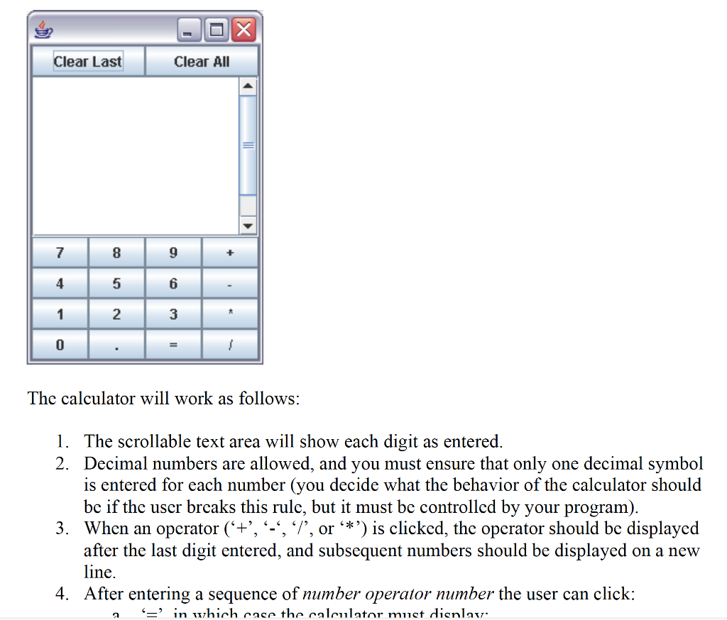 Solved so i have to make a visual calculator in java. here | Chegg.com