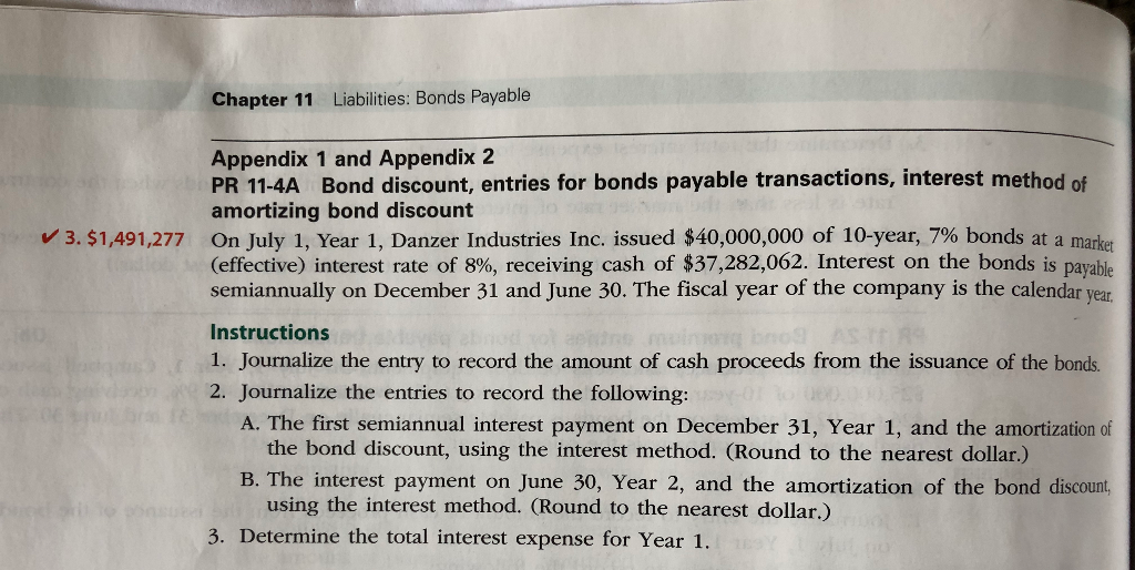 Solved Chapter 11 Liabilities: Bonds Payable Appendix 1 and | Chegg.com