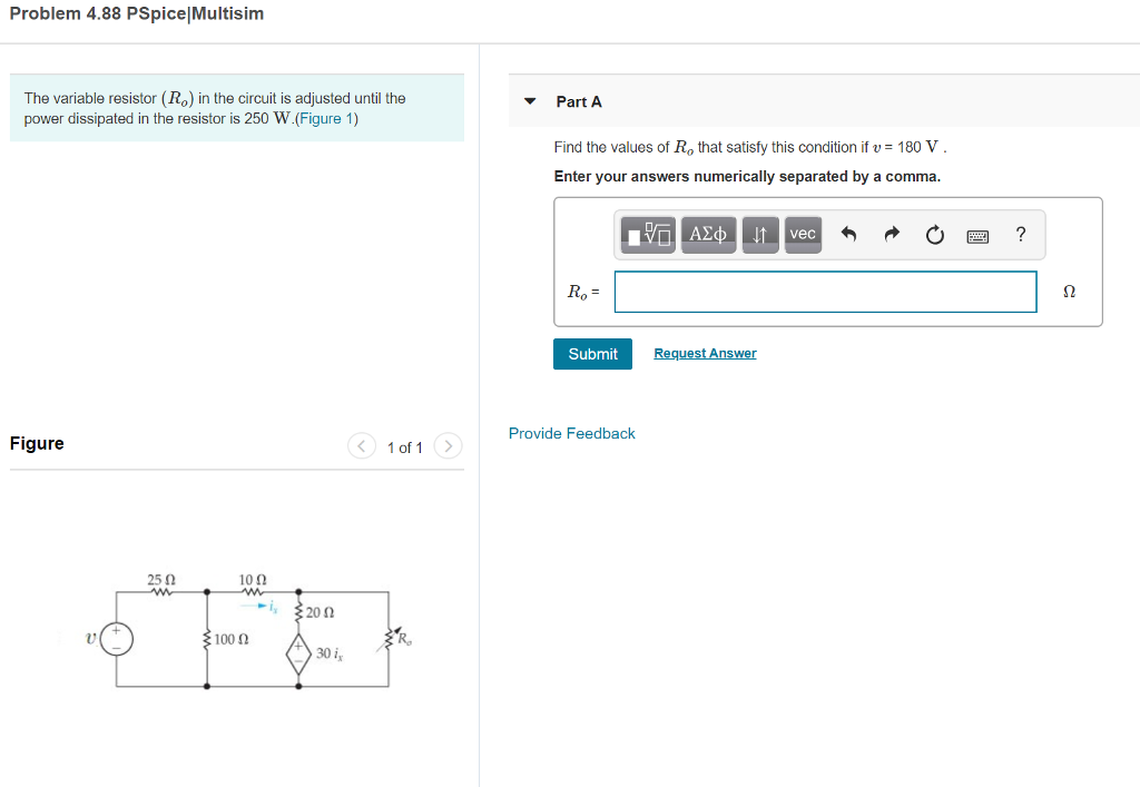 Solved Problem 4.88 PSpice Multisim The variable resistor