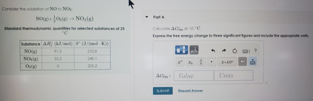 Solved Consider the oxidation of NO to NO2: NO(g)+102(6) | Chegg.com