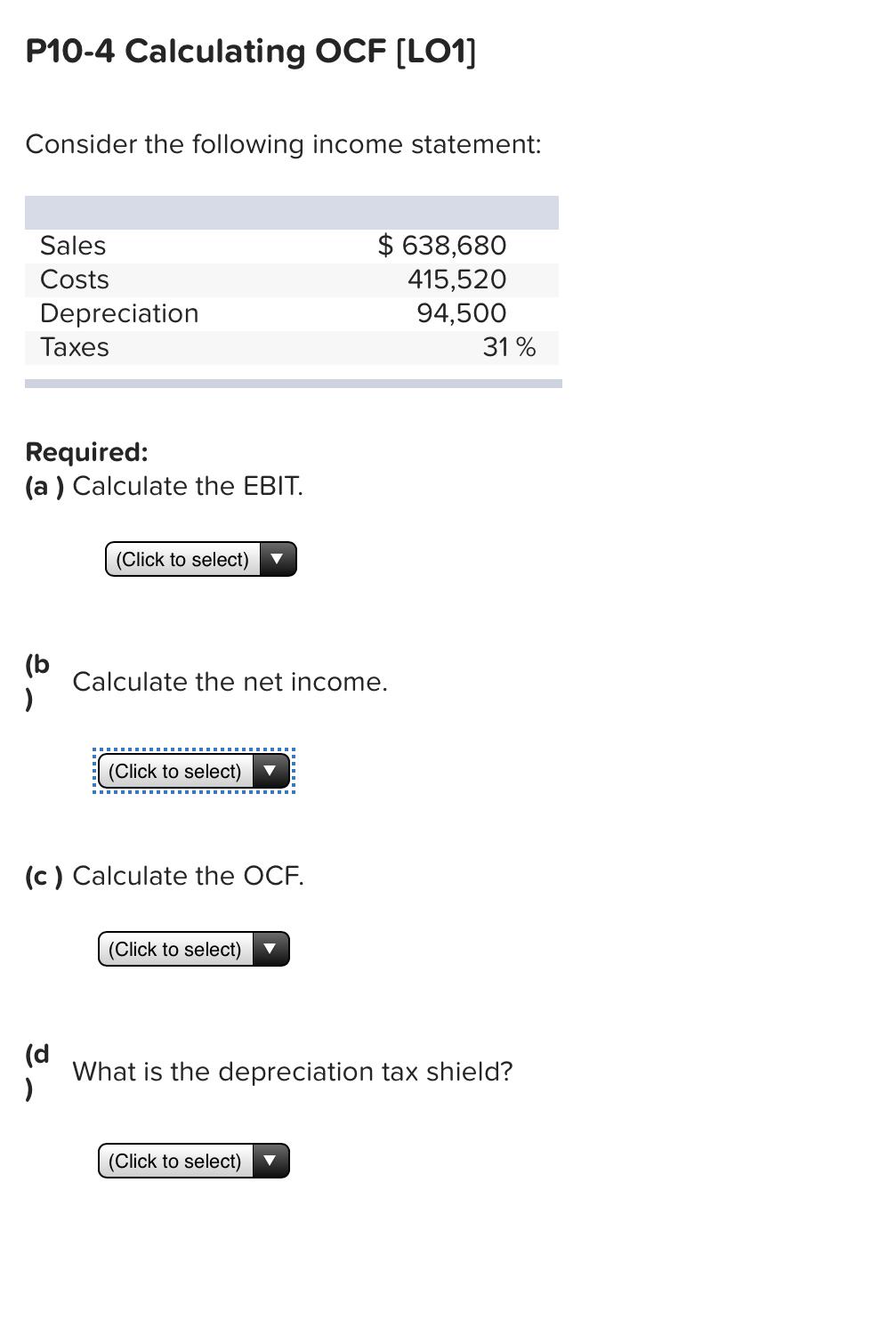 Solved P10-4 Calculating OCF (LO1] Consider The Following | Chegg.com