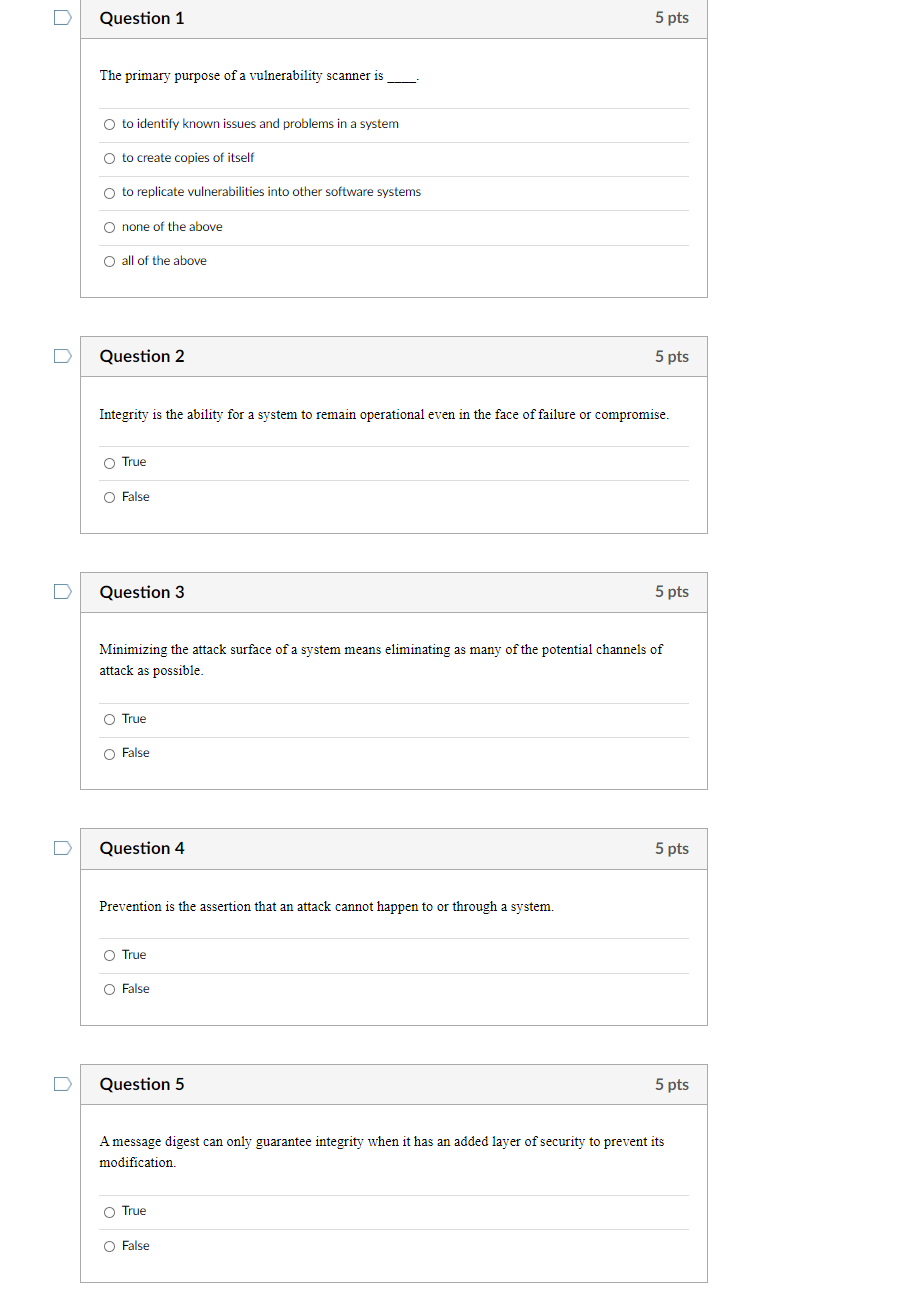 Solved Question 1 5 pts The primary purpose of a | Chegg.com