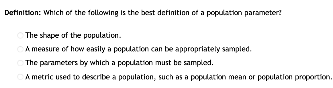 which of the following is the best definition of a population parameter