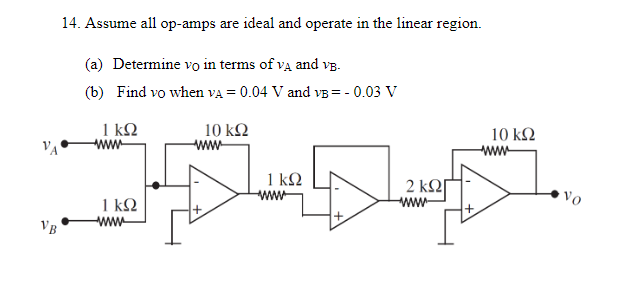 Solved 14. Assume All Op-amps Are Ideal And Operate In The | Chegg.com