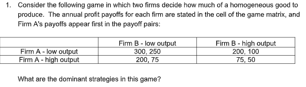 Solved 1. Consider the following game in which two firms | Chegg.com