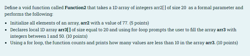 Solved Define a void function called Function2 that takes a | Chegg.com