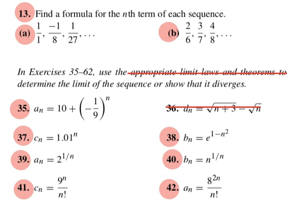 Solved 13. Find a formula for the nth term of each sequence. | Chegg.com