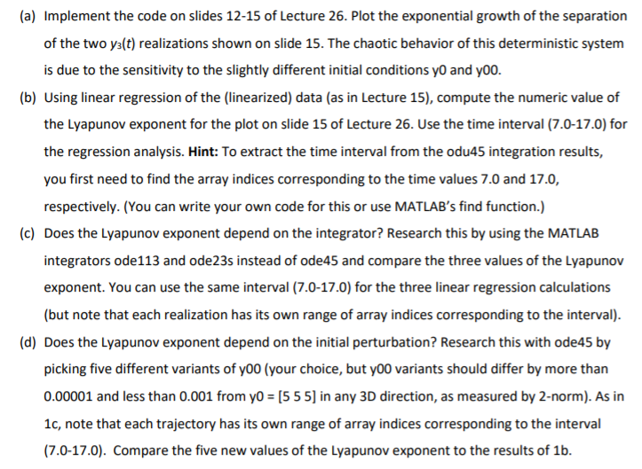(a) Implement the code on slides 12-15 of Lecture 26. | Chegg.com