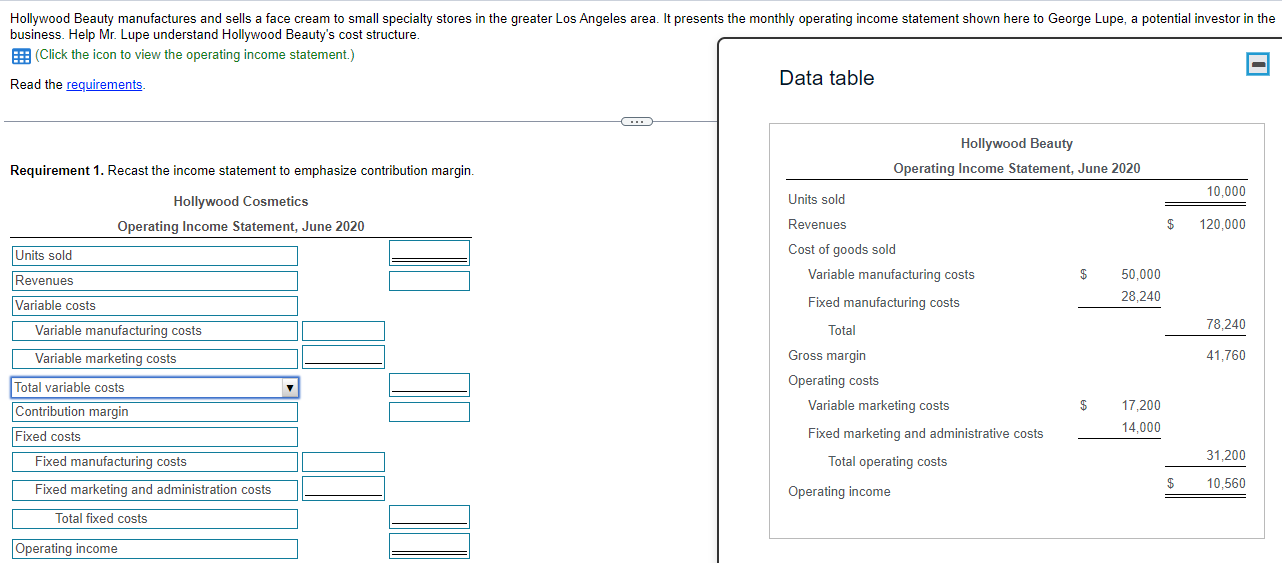 Solved Read the Data table Requirement 1. Recast the income | Chegg.com
