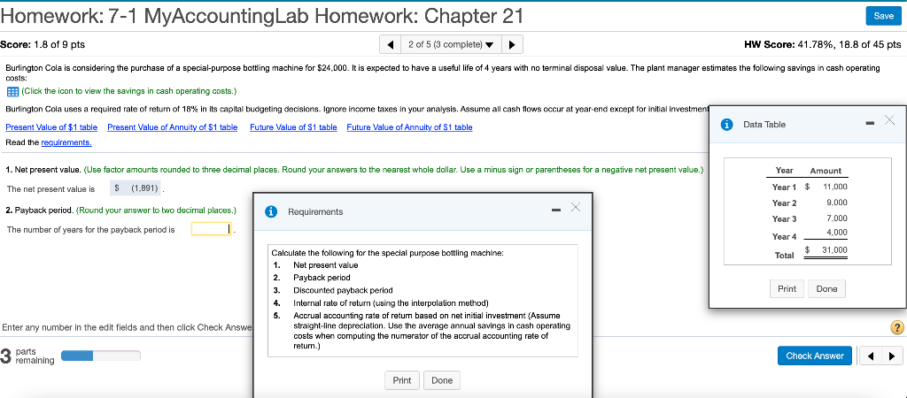 Solved Homework: 7-1 MyAccountingLab Homework: Chapter 21 | Chegg.com