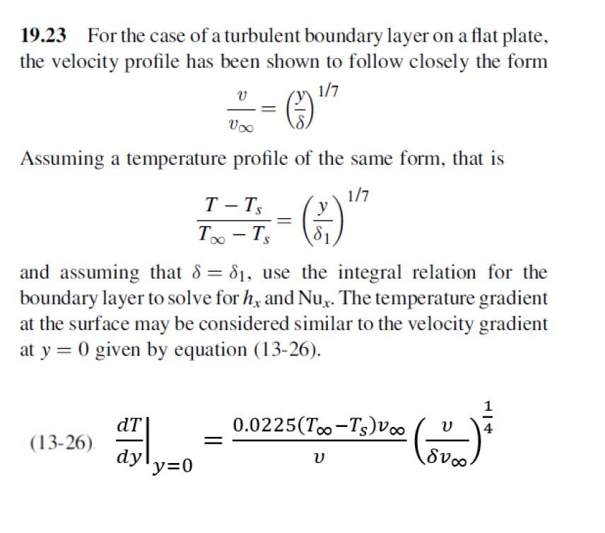 Solved 19.23 For the case of a turbulent boundary layer on a | Chegg.com