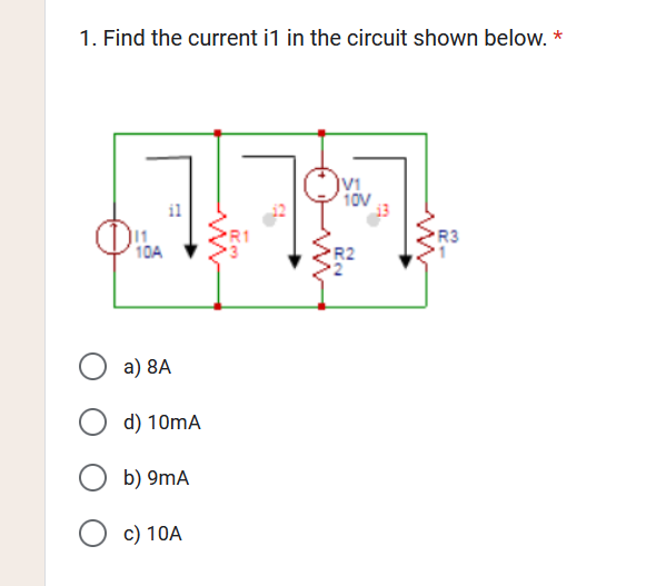 Solved 1. Find The Current I 1 In The Circuit Shown Below. * | Chegg.com