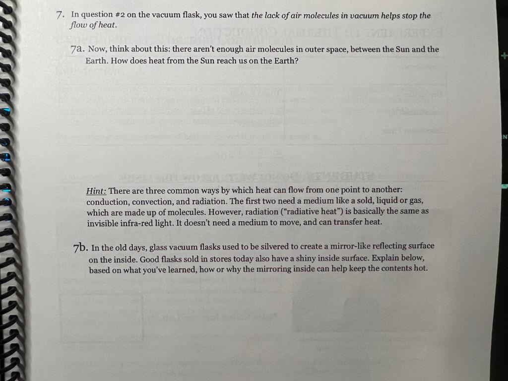 Solved 7. In question #2 on the vacuum flask, you saw that | Chegg.com