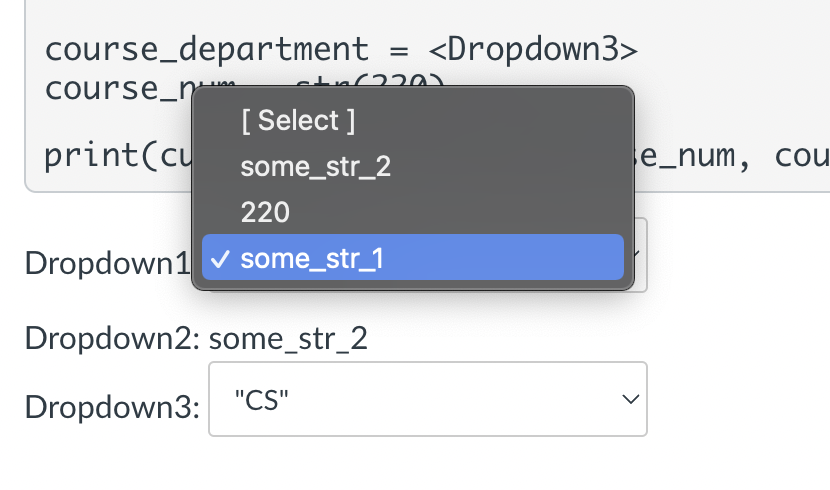 Solved Dropdown 1:A) some_str_1B) some_str_2C) 220 Dropdown | Chegg.com