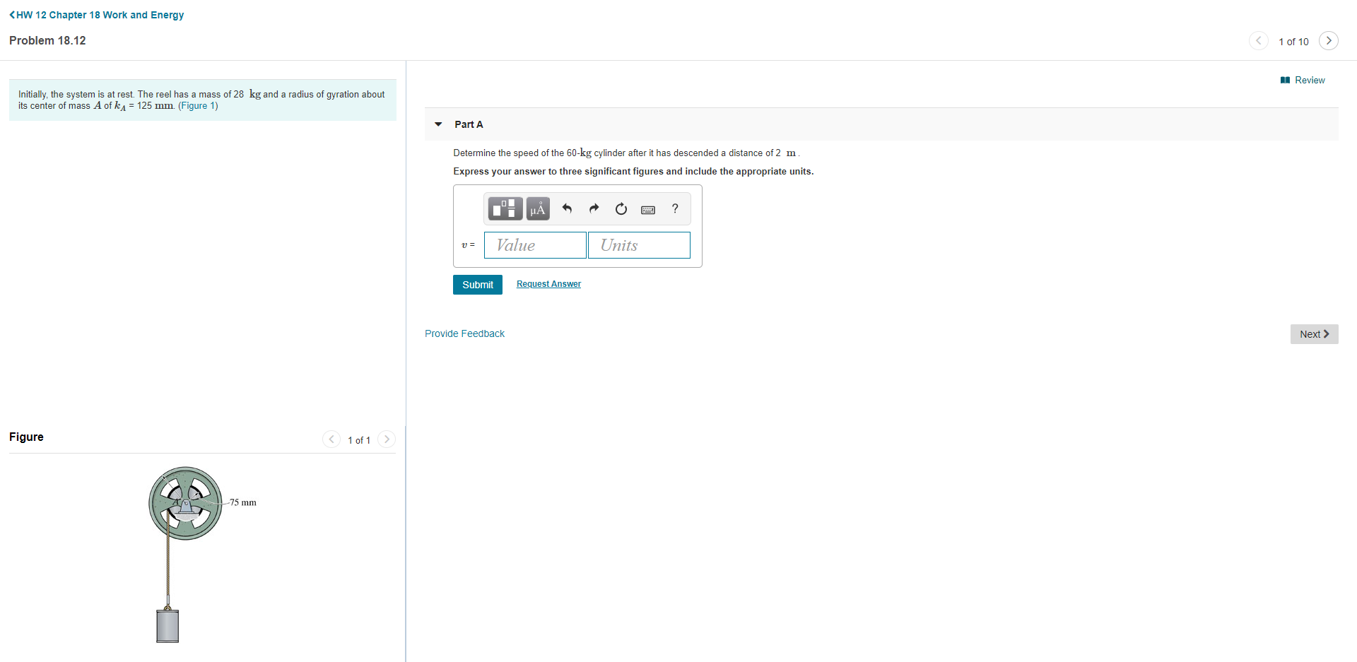 Solved 1 Review Initially, the system is at rest. The reel | Chegg.com