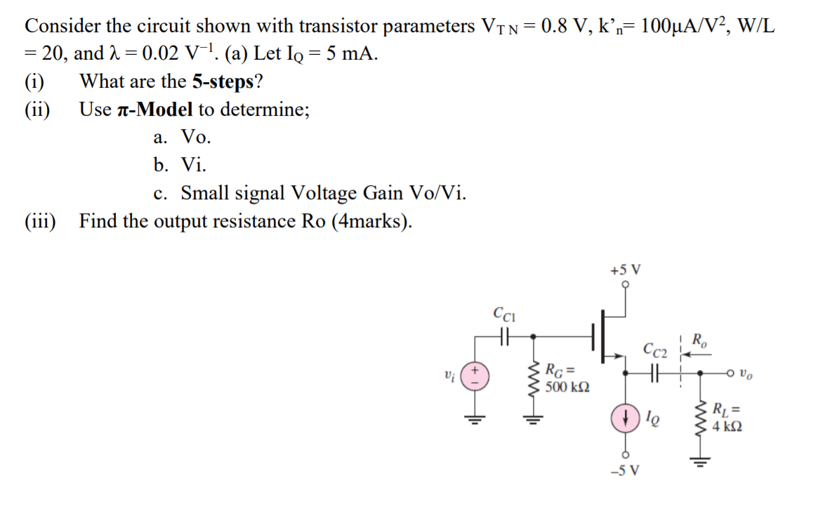 Solved Consider the circuit shown with transistor parameters | Chegg.com
