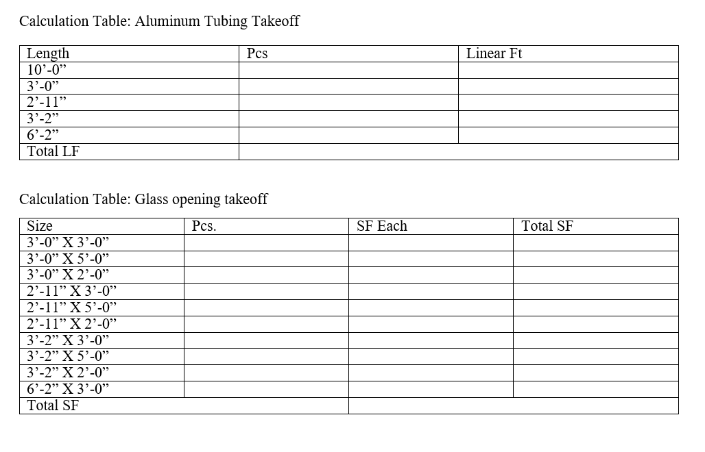 Solved 4) Determine a takeoff of materials for storefront | Chegg.com