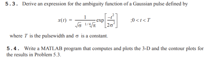 5.3. Derive an expression for the ambiguity function | Chegg.com