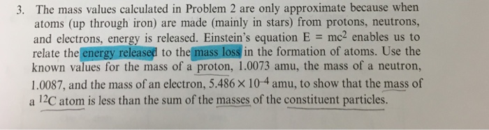 Solved The mass values calculated in Problem 2 are only | Chegg.com