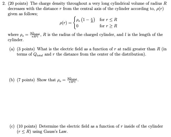 Solved What is the electric field as a function of r at | Chegg.com