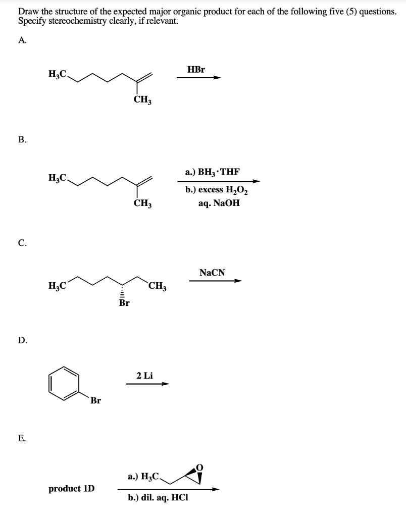Solved Draw the structure of the expected major organic | Chegg.com